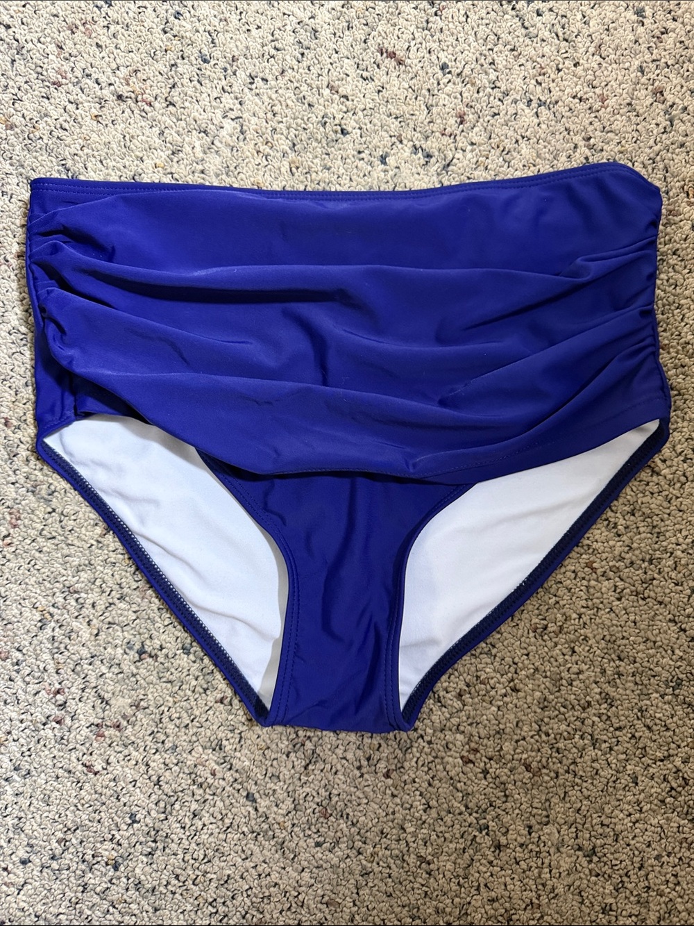 Beachsissi High-Waist Ruched Swim Bottoms in Navy Blue NEW